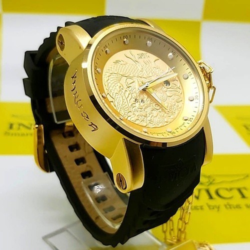 relogio luxo Relógio Invicta Yakuza Pesado Masculino Pulseira Silicone Masculino Luxo Dourado Primeira Linha