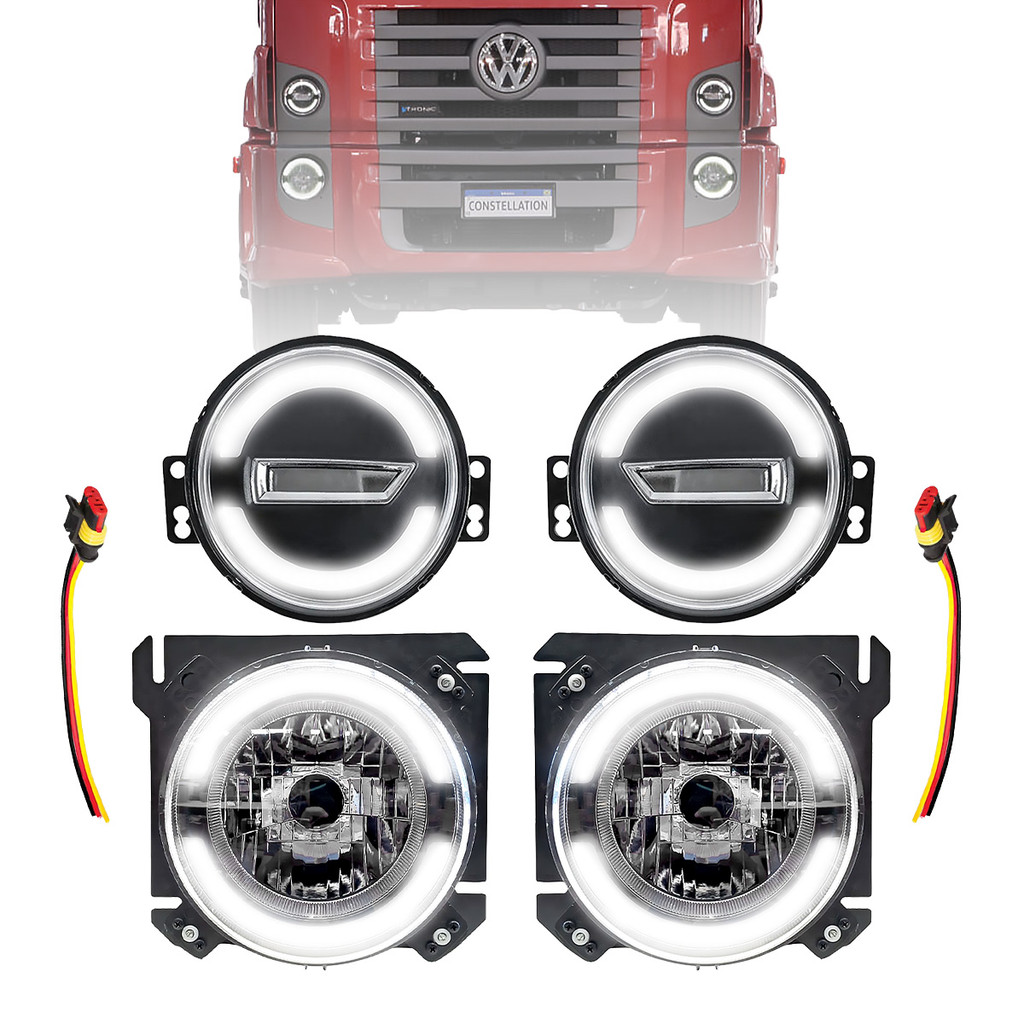 Kit Farol drl Caminhão VW Constellation + Pisca Led Angel Eyes 2006 A 2022 24.250 19.370 Com Chicote em Oferta na Shopee