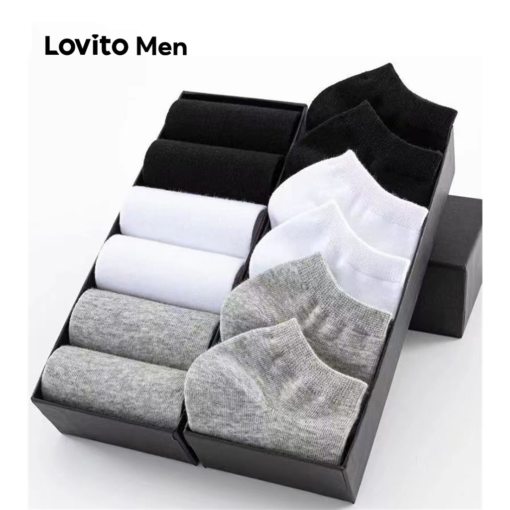 Lovito Meia Básica Todas as estações para Homens LSCS21A16 em Oferta na Shopee