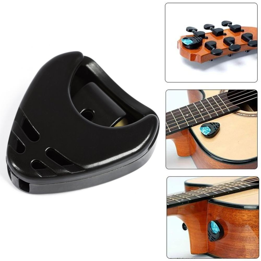 Porta Palheta Adesivo – 4 palhetas, para violão, guitarra e baixo, compacto e prático Preto