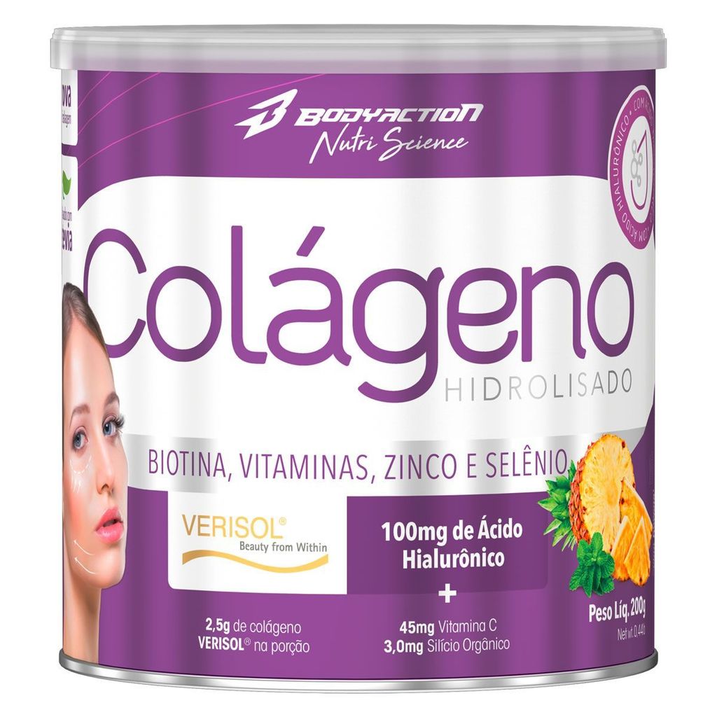 Colágeno Verisol Com Hialurônico - 200g Abacaxi com Hortelã - BodyAction em Oferta na Shopee