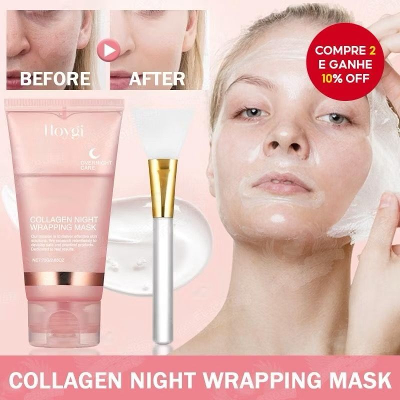 Máscara Facial Colágeno Noturna Peel Off para elasticidade, hidratação e redução de flacidez - 75g em Oferta na Shopee