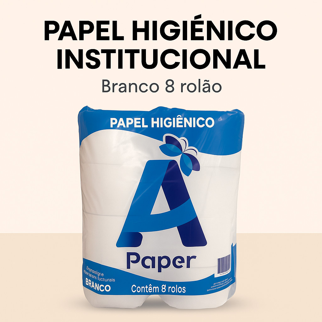 Papel Higienico Branco Institucional pct com 8 rolão de 300m