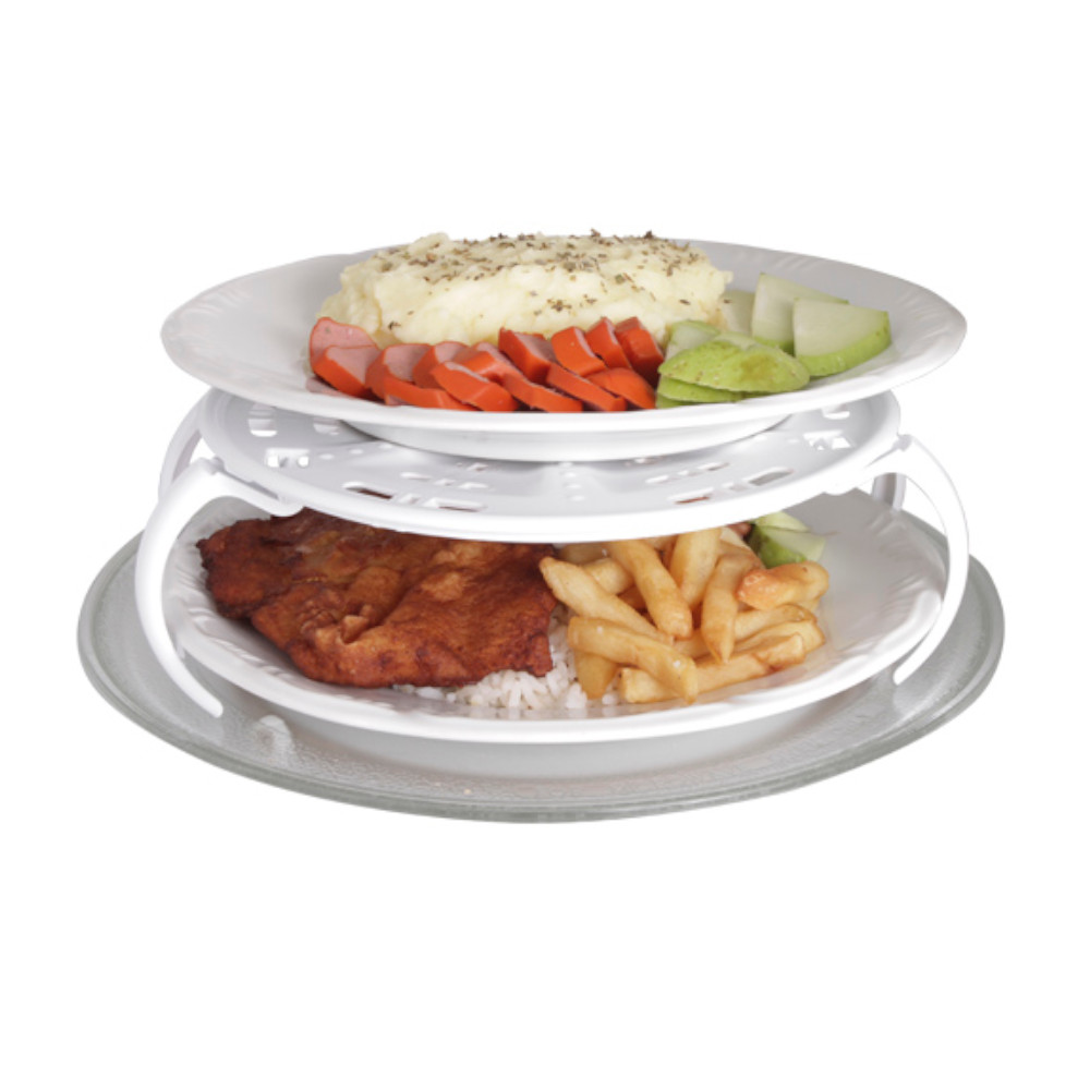 Bandeja Suporte de Pratos para Micro-ondas - 2 andares de comida Cor:Branca