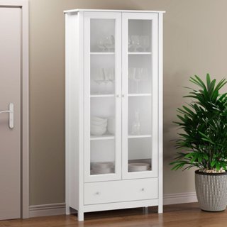 Cristaleira 2 Portas Vidro 1 Gaveta MDP Branco 181cm Ditália Branco em Oferta na Shopee