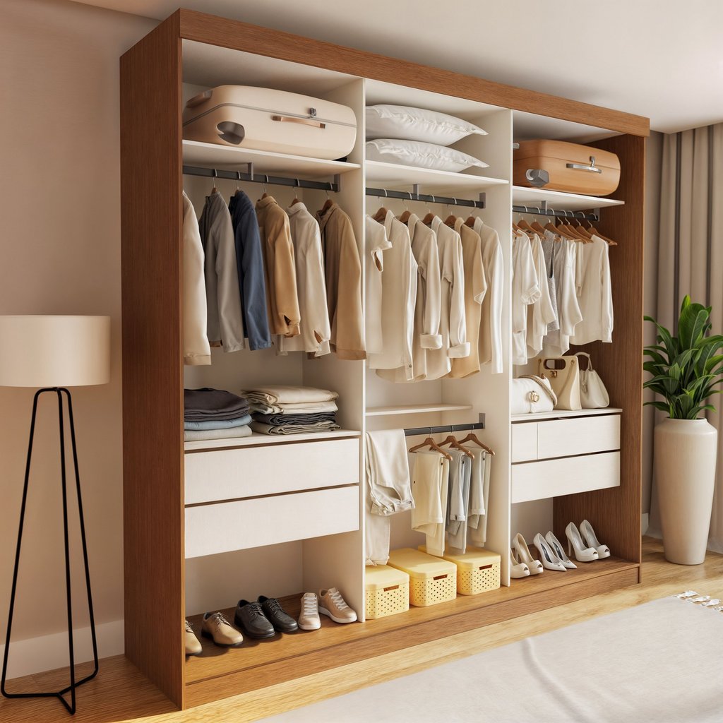 Closet Casal sem Portas 4 Gavetas Paris Carvalho em Oferta na Shopee