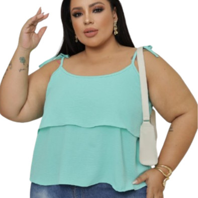 Blusa feminino alça de amarrar plus size duna 46 a 52 em Oferta na Shopee