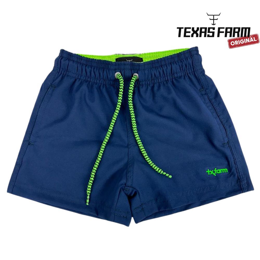 Bermuda Infantil Texas Farm Azul Marinho Com Verde Neon Ref: BDSTEEN004 - BDSMINI004
