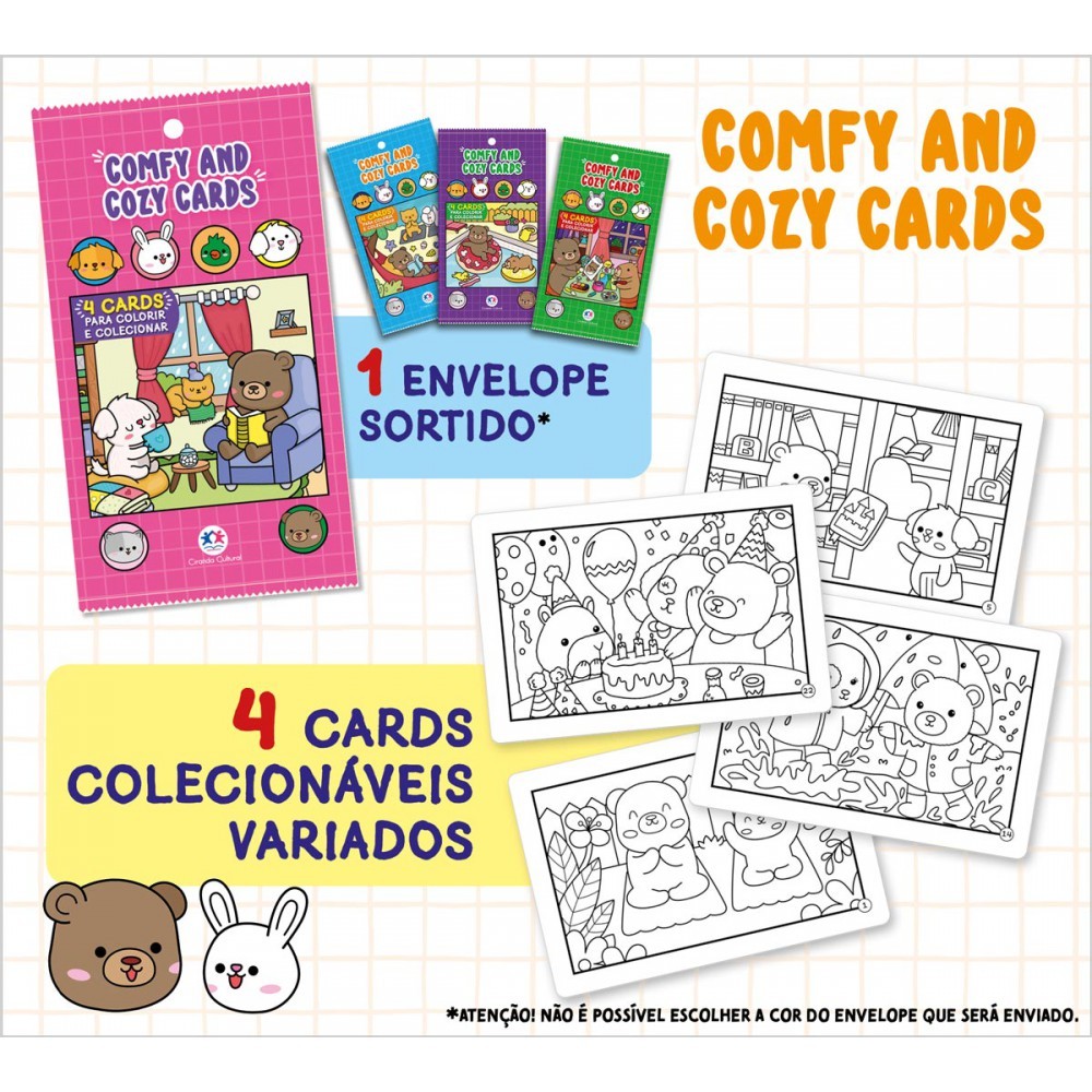 Livro Comfy and Cozy 4 Cards para colorir e colecionar em Oferta na Shopee
