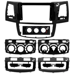 Moldura de Painel 2 Din 9" Polegadas Hilux 2014 até 2015 Ar Analógico e Digital Black Piano
