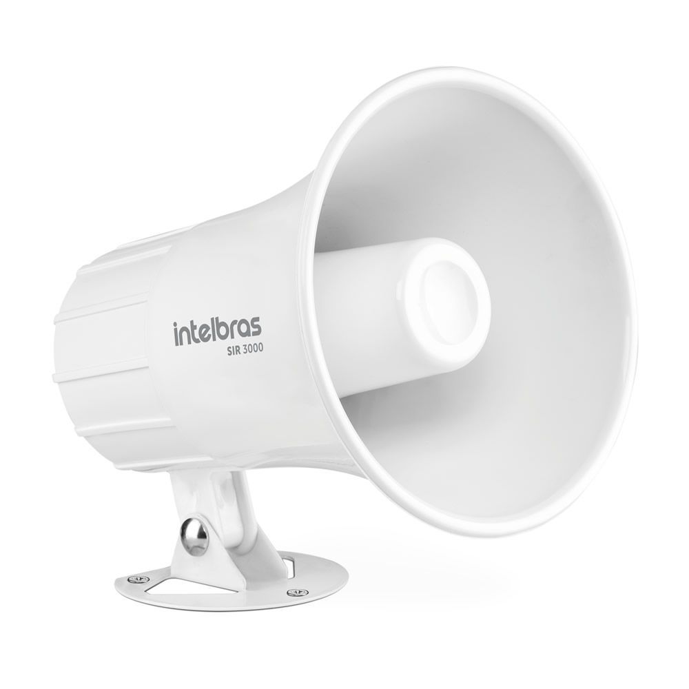 Sirene Magnética Alarme e Cerca 9 a 15 VDC 120dB SIR 3000 Branco Intelbras
