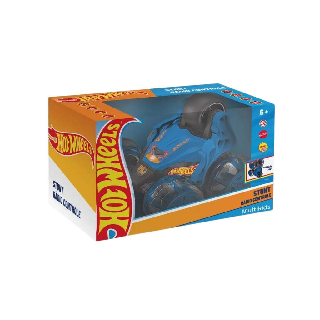 Carrinho de Controle Remoto Hot Wheels Stunt 4 Canais Azul c/ Luz e Som Multikids - BR2476