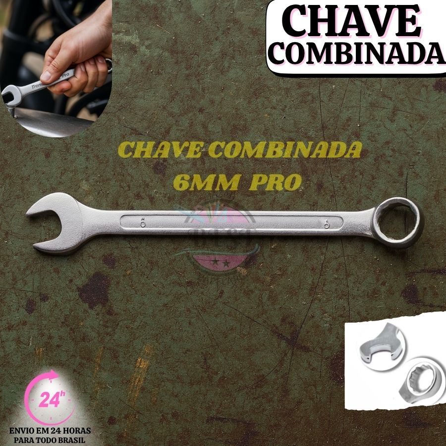 Chave Combinada Profissional Aço Carbono 6mm Startools Ferramentas