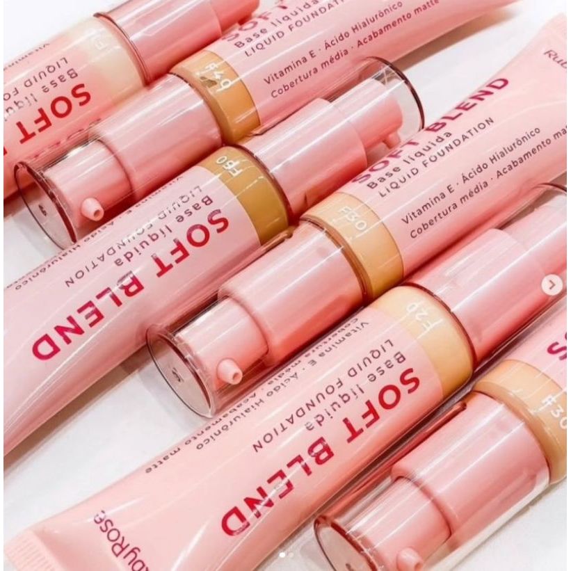 Base Líquida Soft Blend Ruby Rose – Cobertura Média e Natural - (Cores F30, F40, F50, F60)