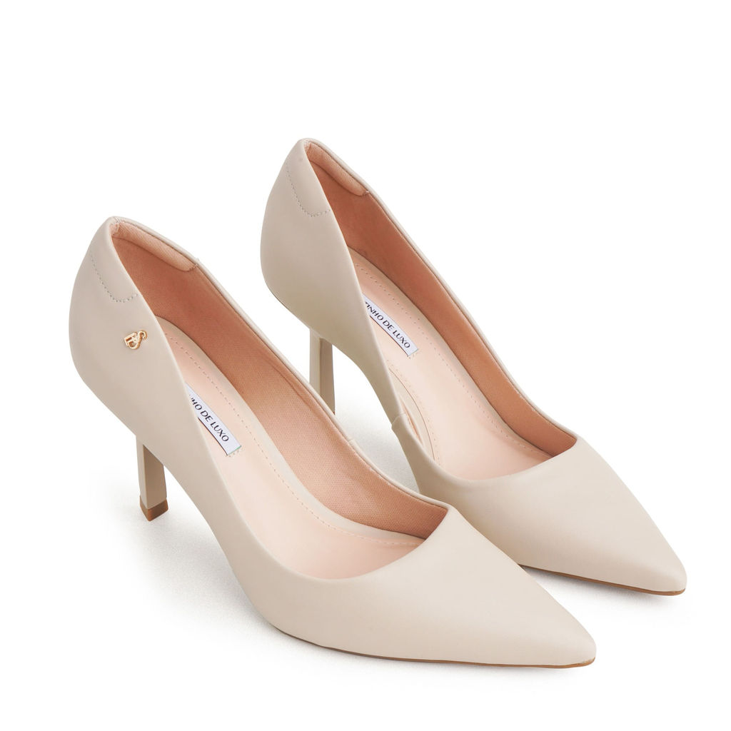 Scarpin Nude Feno Bico Fino e Salto Alto Reto 9500.01_3 em Oferta na Shopee