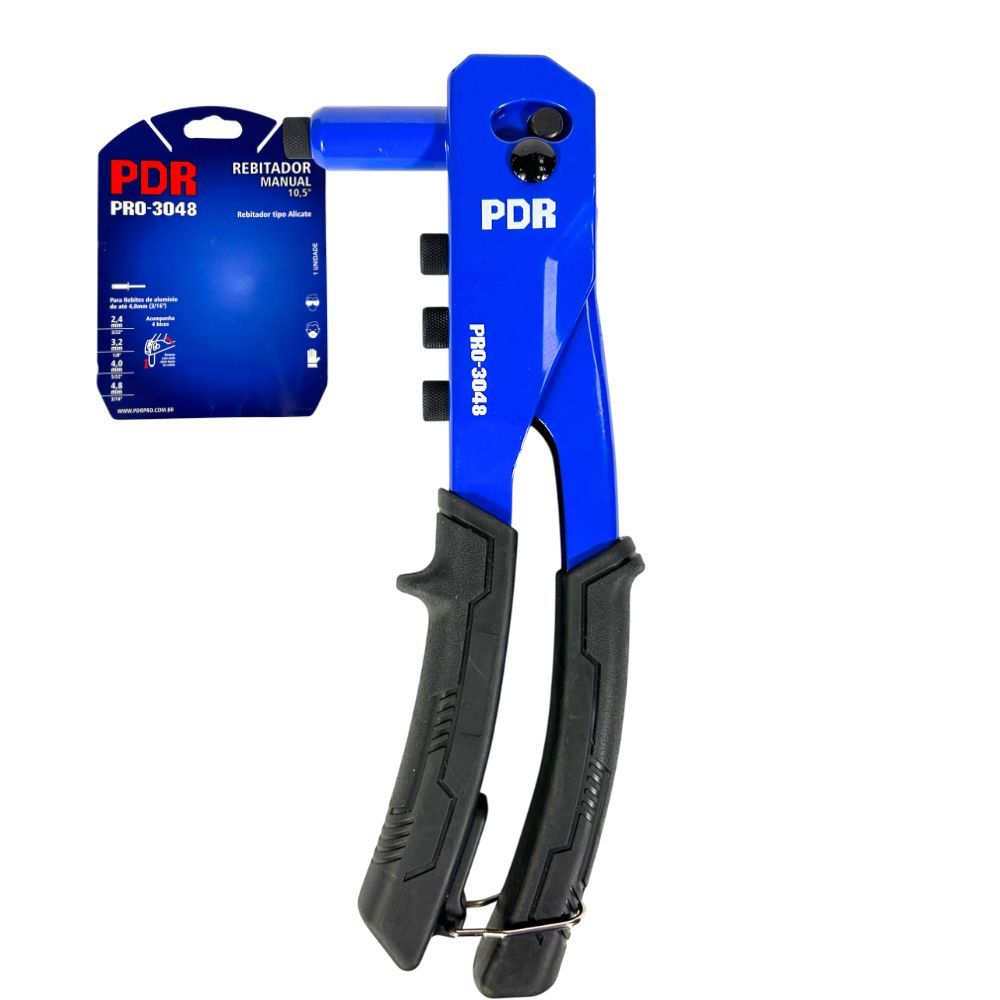 Rebitadeira Alicate Rebitador Manual 10,5" Com 04 Bicos até 4,8mm PDR