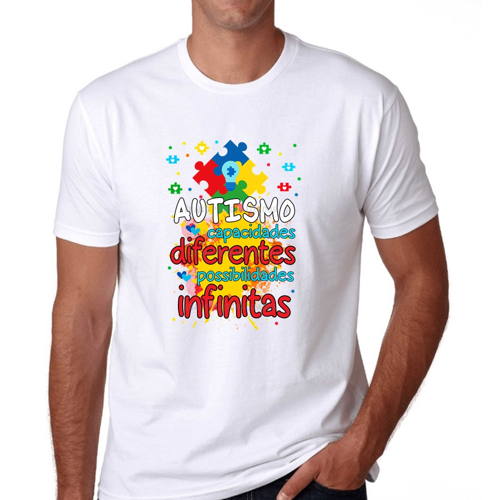 Camiseta Algodão 30.1 Autismo Capacidades diferentes Possibilidades infinitas tea Inclusão tdah Pedagogia Premium Envio