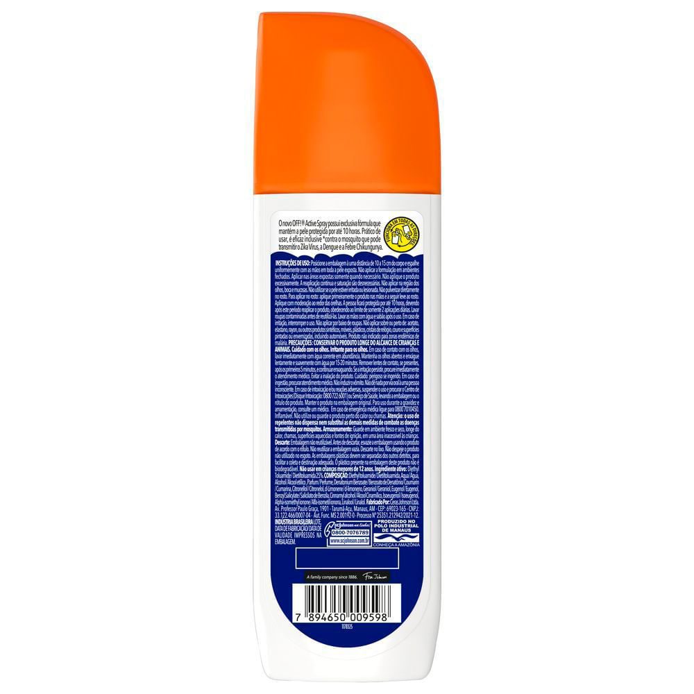 Detalhes do Repelente OFF! Active Longa Duração Spray 170ml