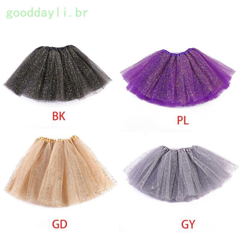 GOO Saia Tutu Dança Balé Para Bebês Recém-Nascidos, 3 Camadas, Tule, Glitter, Lantejoulas Douradas, Fofo, Pr