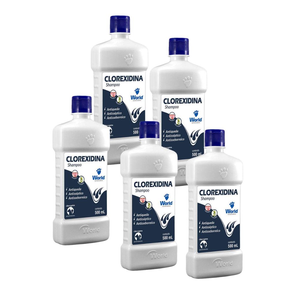 Kit 05 Shampoo Dermatite Clorexidina 500ml - World em Oferta na Shopee
