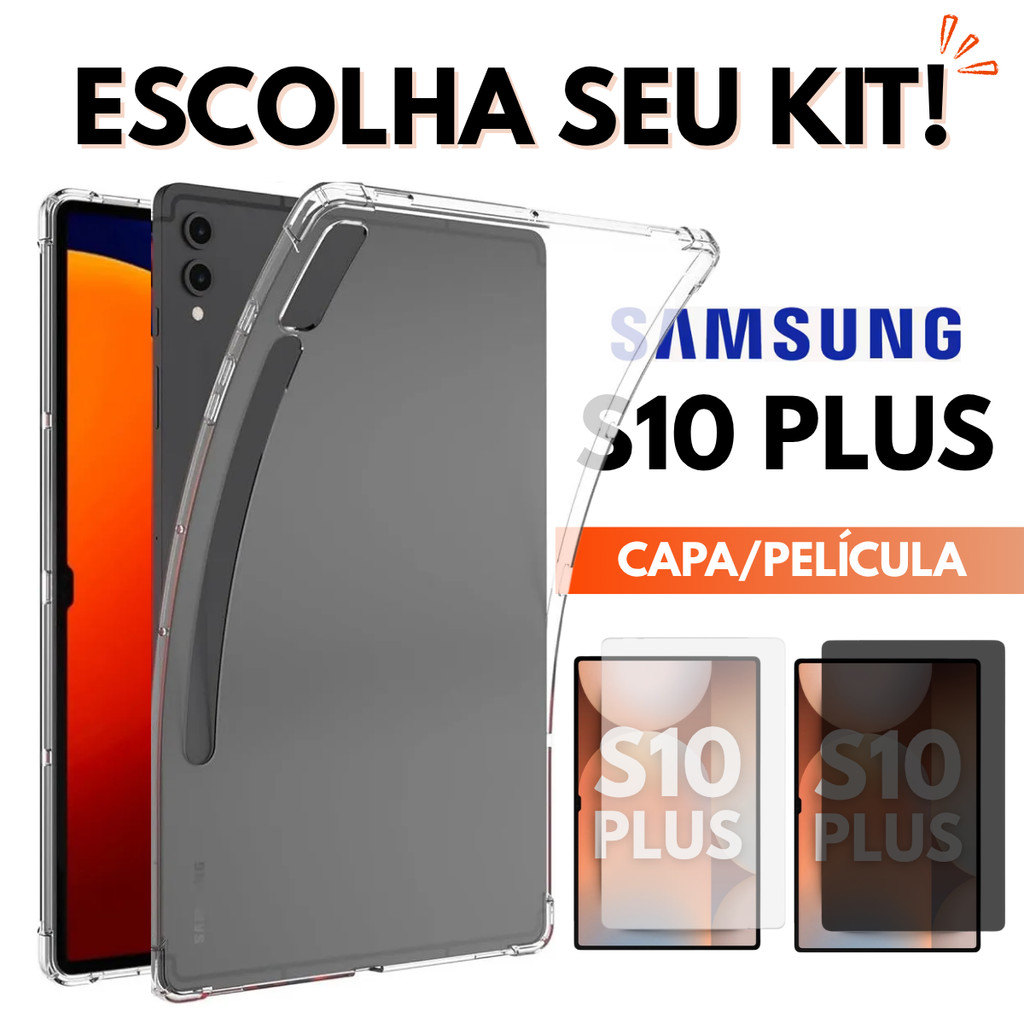 Capa Transparente ou Película Para Tablet Samsung S10 PLUS Capinha e Película Vidro/Hidrogel
