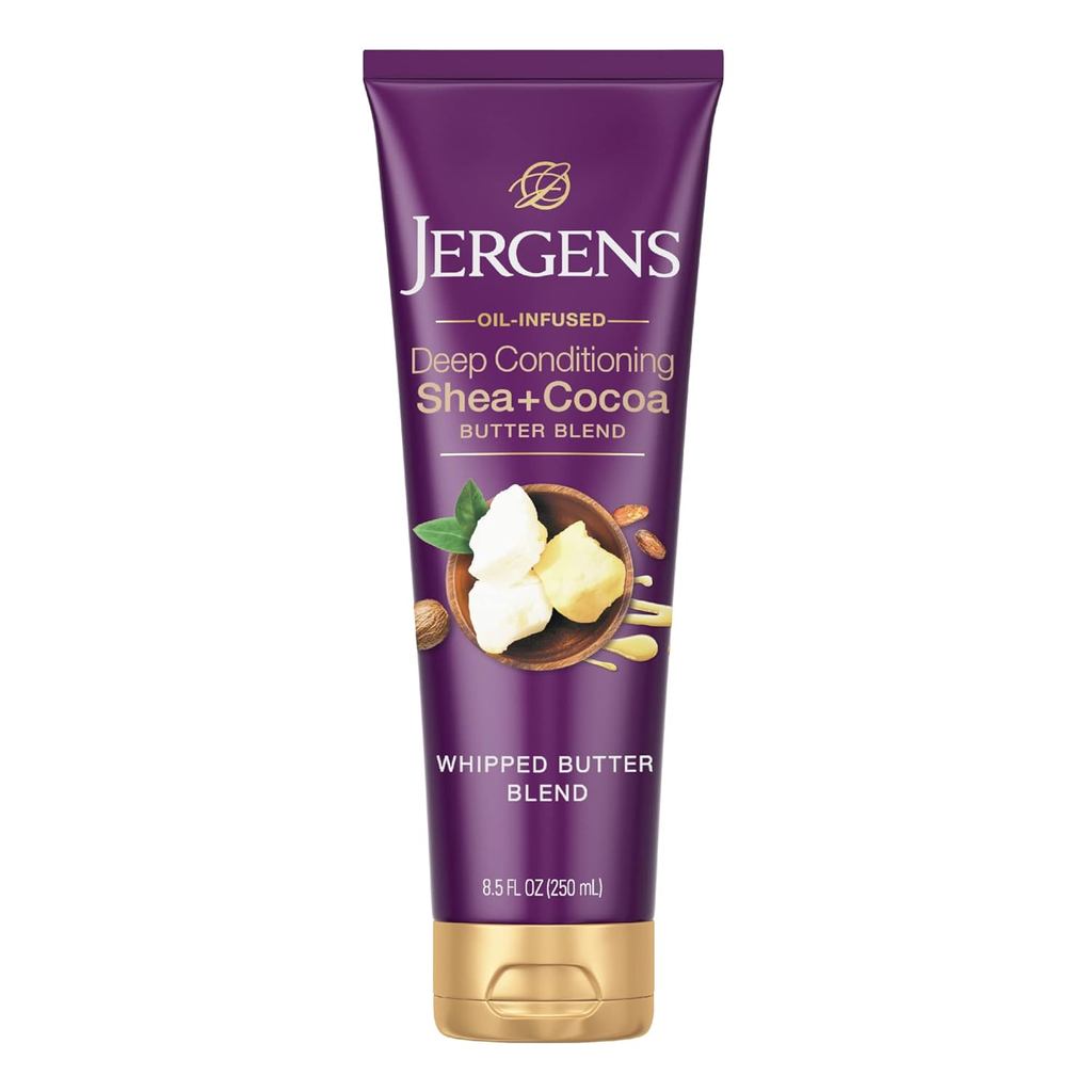 Loção Corporal em Creme de Manteiga de Karité e Cacau Jergens, Loção Enriquecedora para Mãos e Corpo para Pele Seca, com
