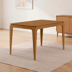 Mesa de Jantar 4 Lugares Retangular 120cm Tampo MDF Claris N01 Ypê - Lyam Decor
