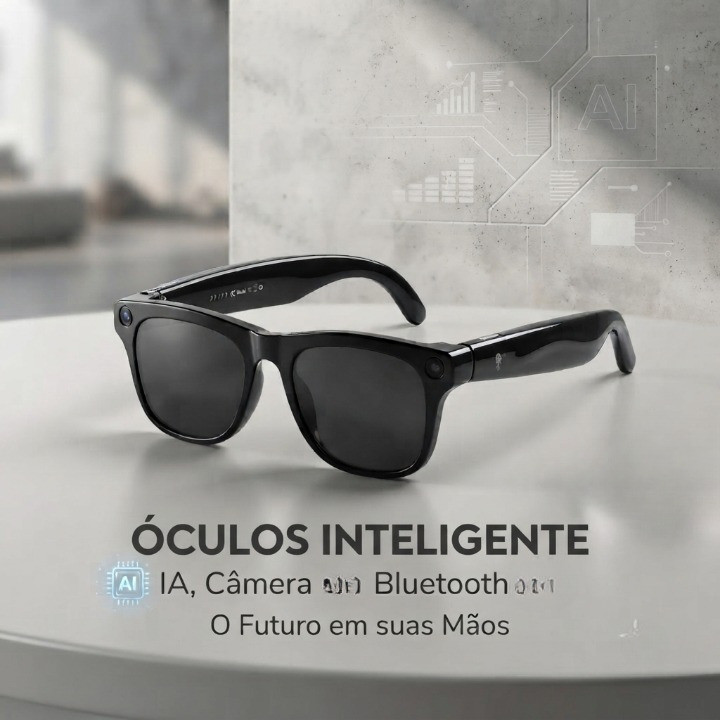 Óculos Inteligente Premium XK One Pro Bluetooth Wi-Fi Câmera HD 8MP Open-Ear Música Voltmax