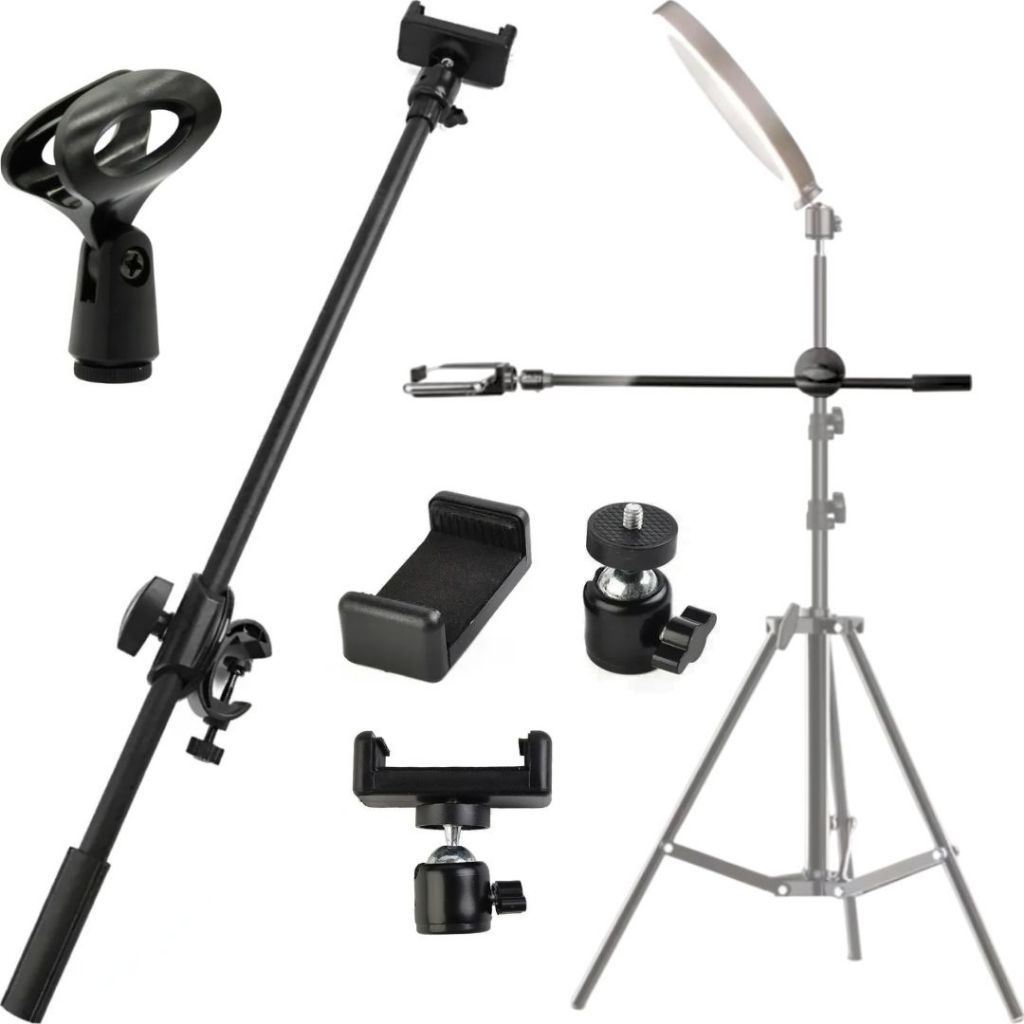 Braço Transversal Suporte Tripé Pedestal para Microfone e Celular iPhone
