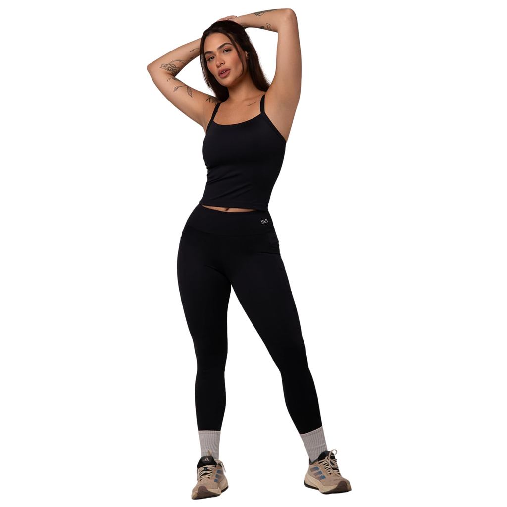 Calça Legging Feminina com Bolso Lateral Cós Anatômico Alto Elastico Embutido para Academia e Dia a dia YAH FIT Moda Fit
