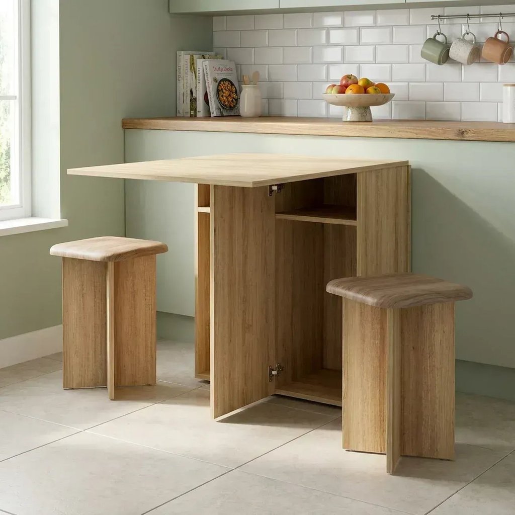 Conjunto Mesa Dobrável com 2 Banquetas BA500 Mel Mel