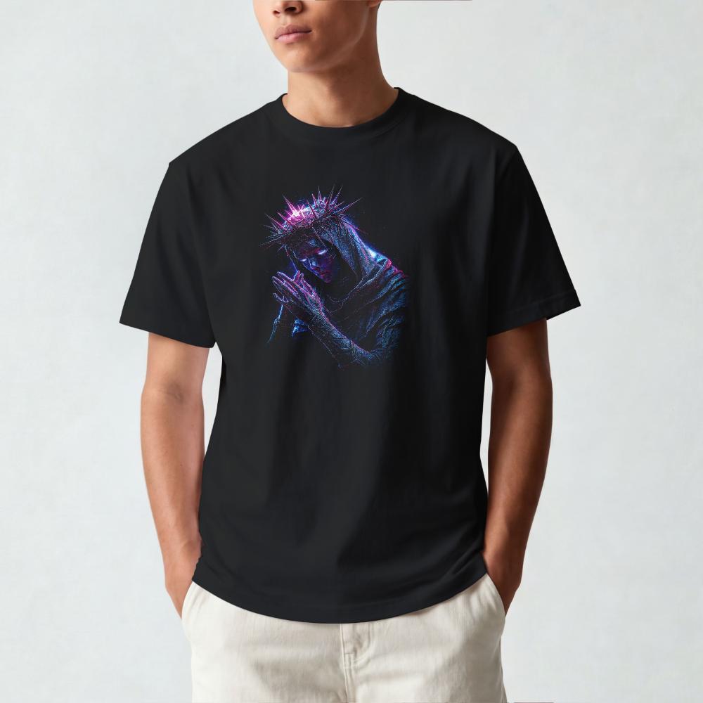 Camiseta Preta Estampa em Halftone 100% Algodão Premium Conforto e Qualidade para Ocasiões Variadas