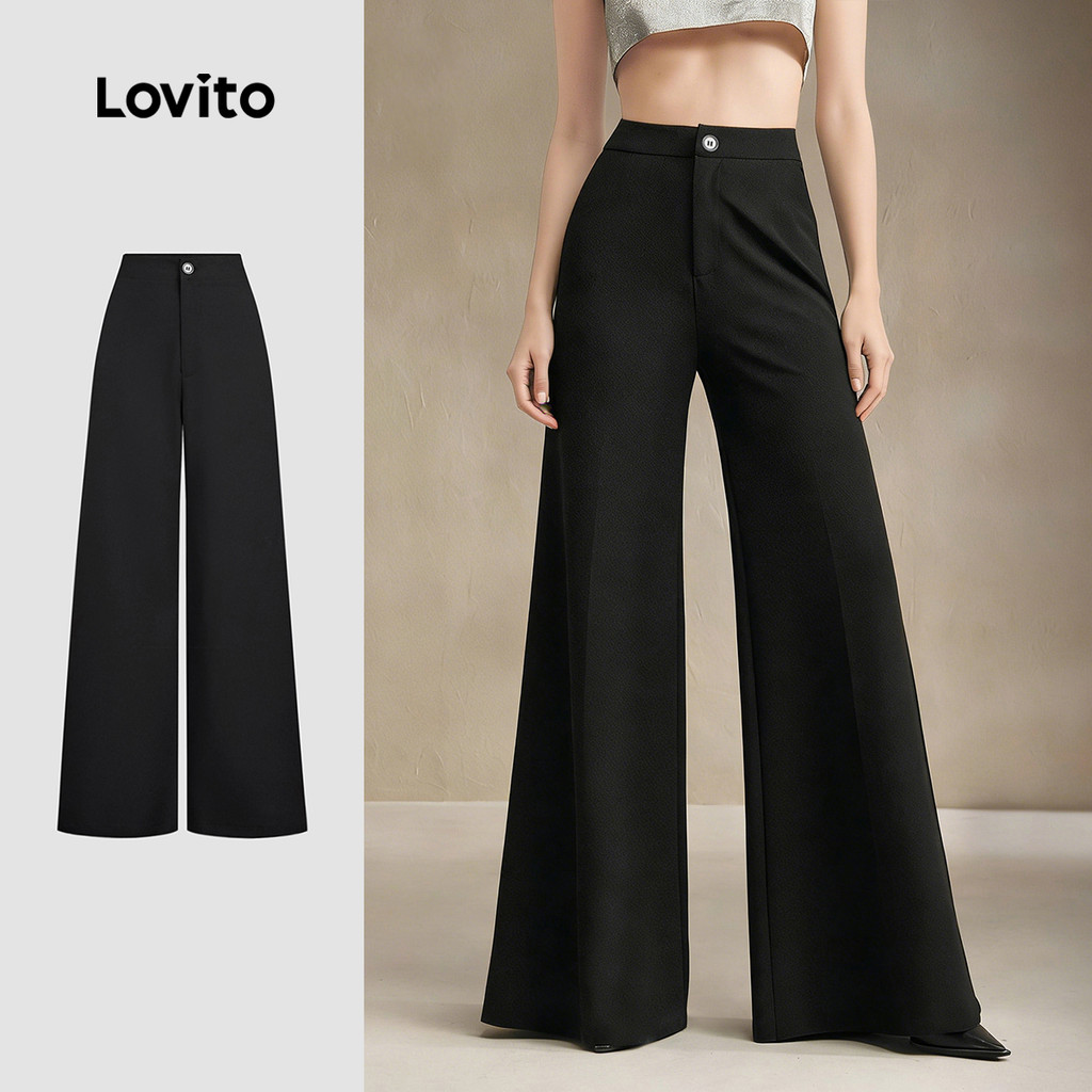 Lovito Elegante Calças Simples para O Dia a Dia de Lazer Primavera/verão Calças