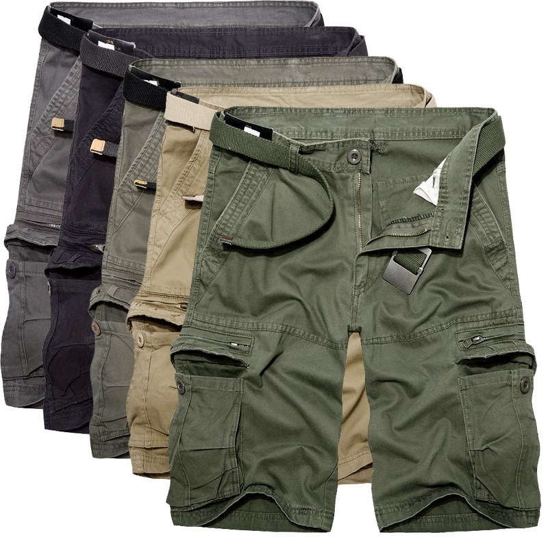shorts cargo Masculinos De Algodão Lavado , Calças Curtas Casuais Para Homens
