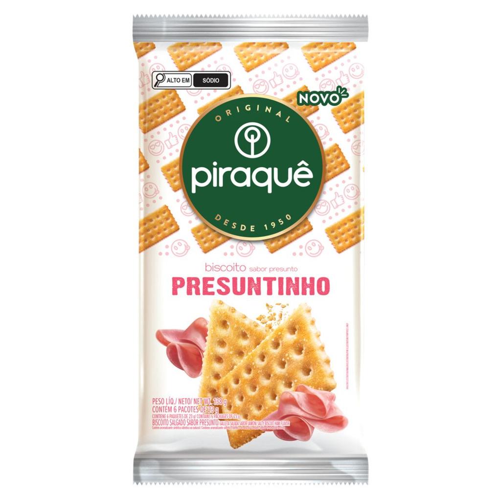 Biscoito Piraquê Salgado Presuntinho 138g