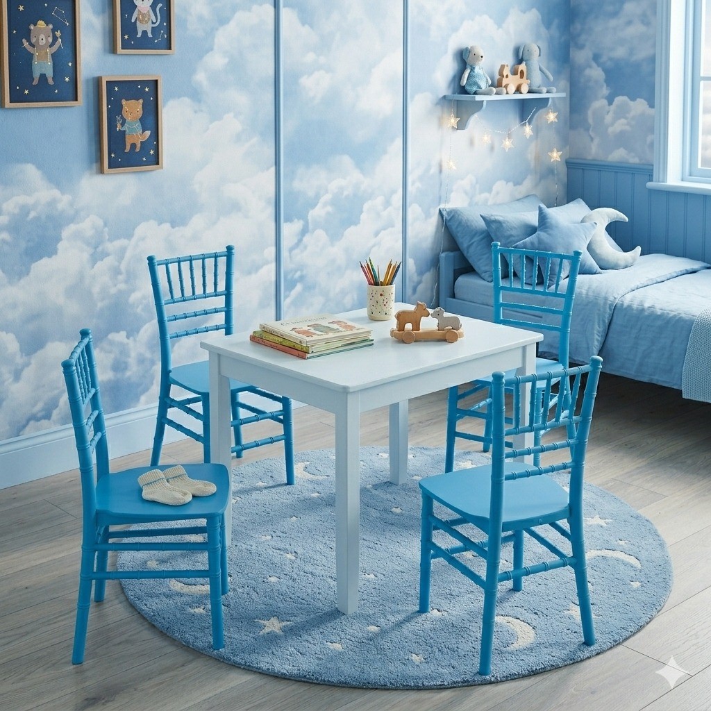 Kit 4 Cadeiras Tiffany Infantil com 1 Brinde Cadeirinha Miniatura Brinquedoteca e Quarto