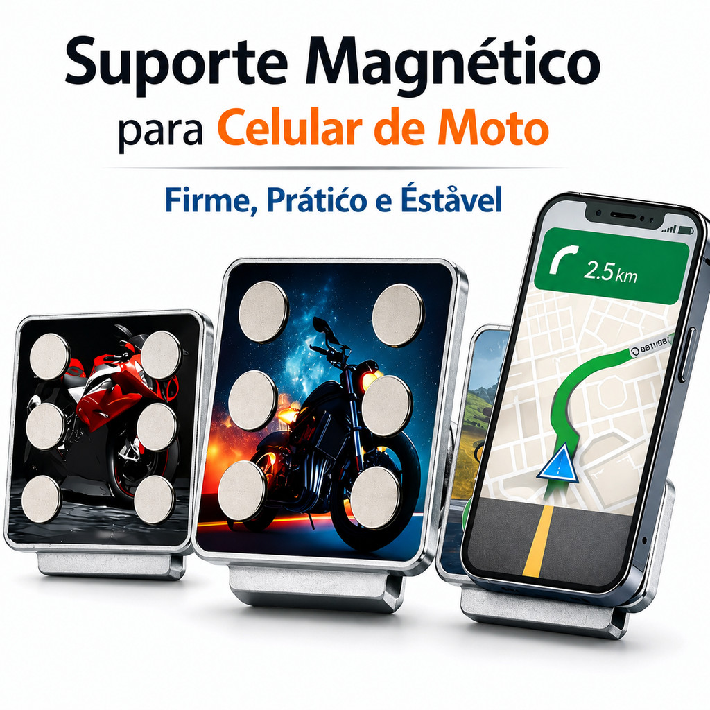 Suporte magnético de celular para moto