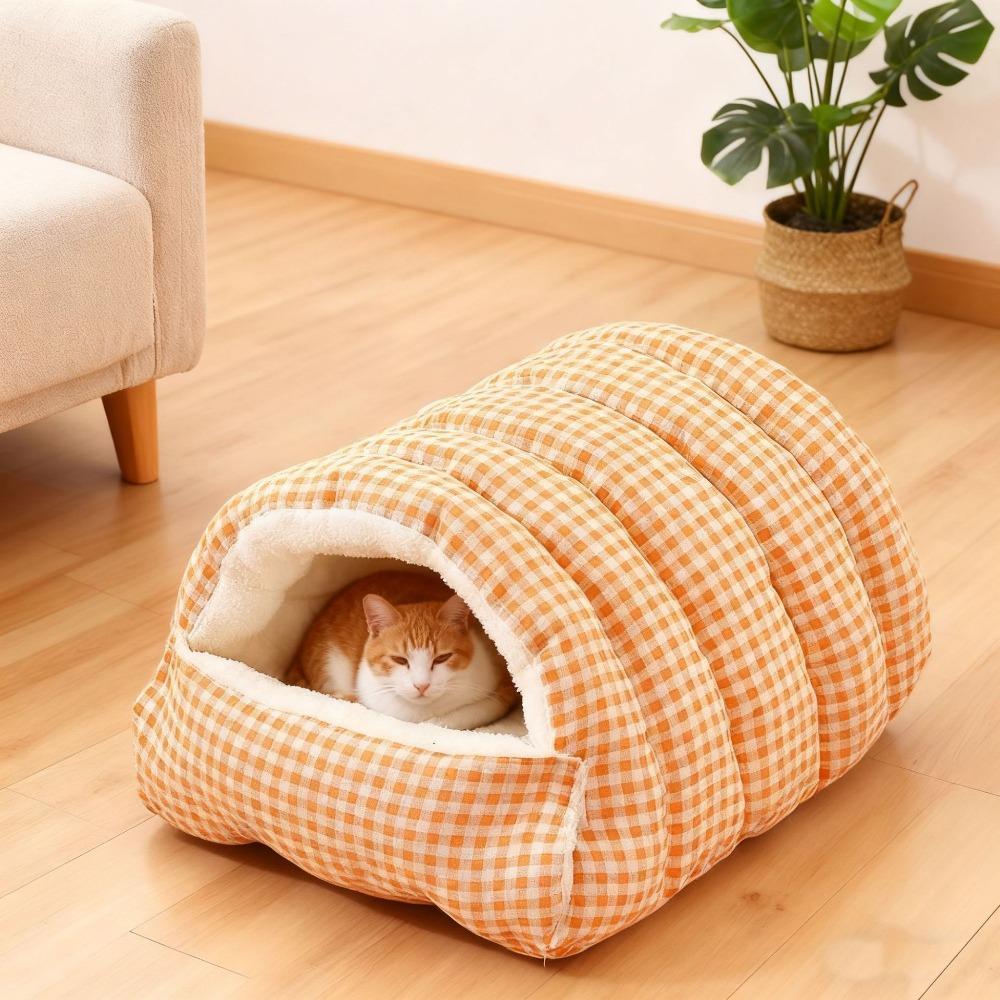 Cama Semi-Selada Para Animais De Estimação SD413UDC , De Gato De Inverno Quente De Pelúcia , Casa Espessada Com Padrão X