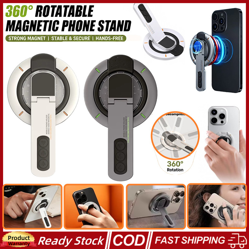 Suporte De Anel De Telefone Multifuncional Portátil Magnético De Dupla Face 360 ° Mesa Giratório Compatível Com Vários M