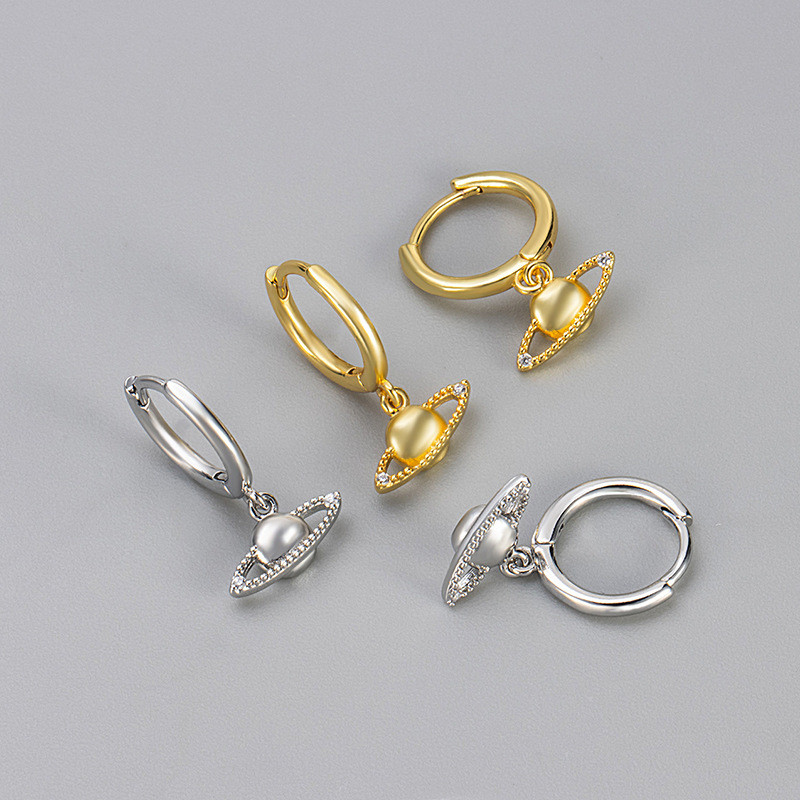 Saturno pingente brincos feminino nicho Design planeta brincos luz luxo diamante brincos High-End All-Match brincos