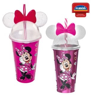 Copo com Orelha e Canudo Minnie 500ml Plasutil