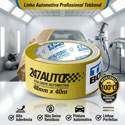 Fita Crepe Automotiva Tekbond 247 Auto 48mm X 40m 100°C