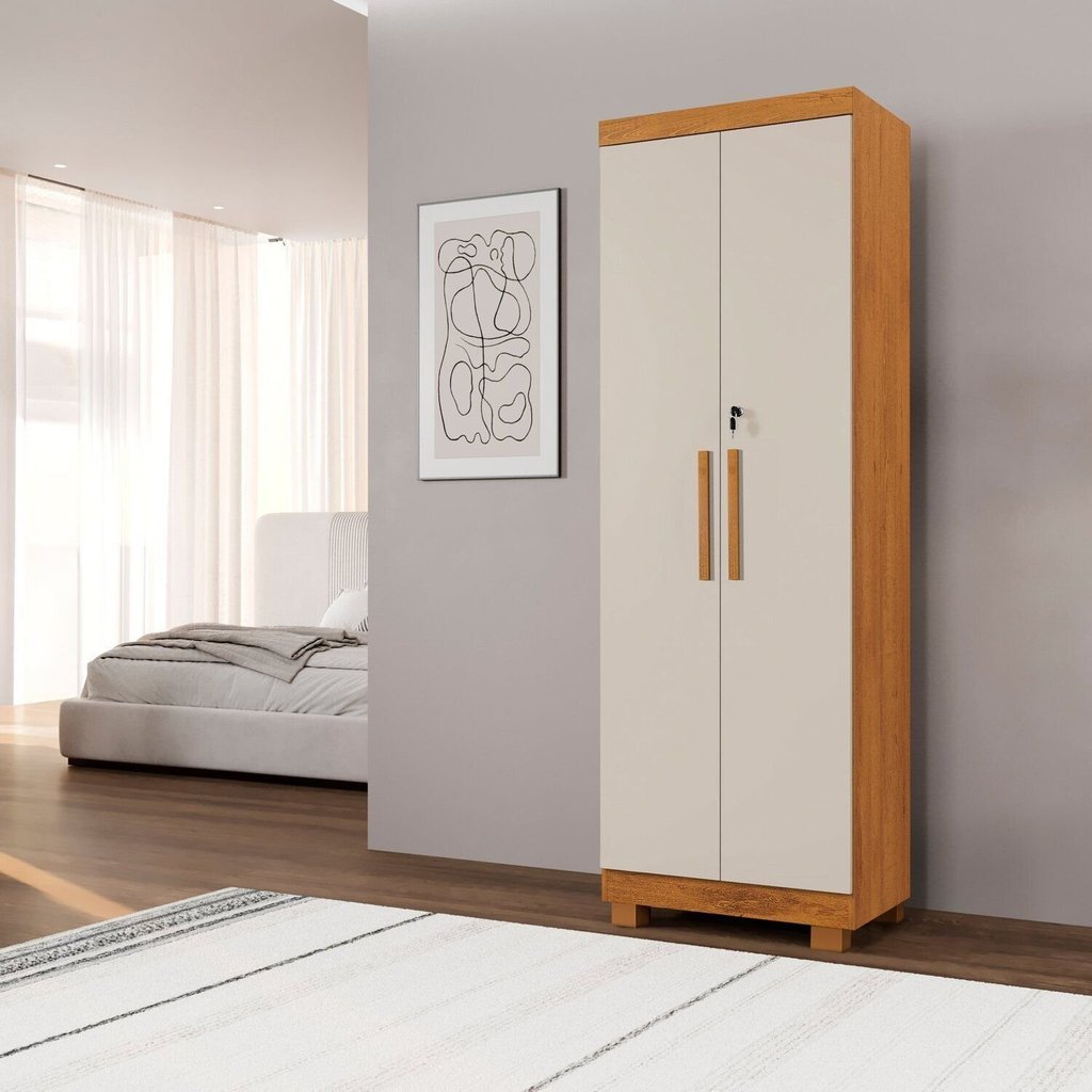 Armário Multiuso 2 Portas com Chave 100% MDF Toronto Yescasa Branco/Cinamomo/Off White Cinamomo/Off White