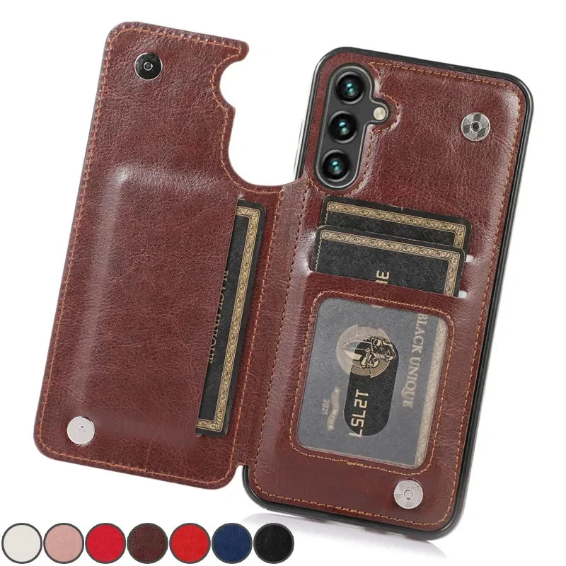 Para Samsung Galaxy A17 A37 A57 A16 A26 A36 A56 A15 A35 A55 A14 A54 A13 A53 Flip Couro Carteira Titular Do Cartão Caso D