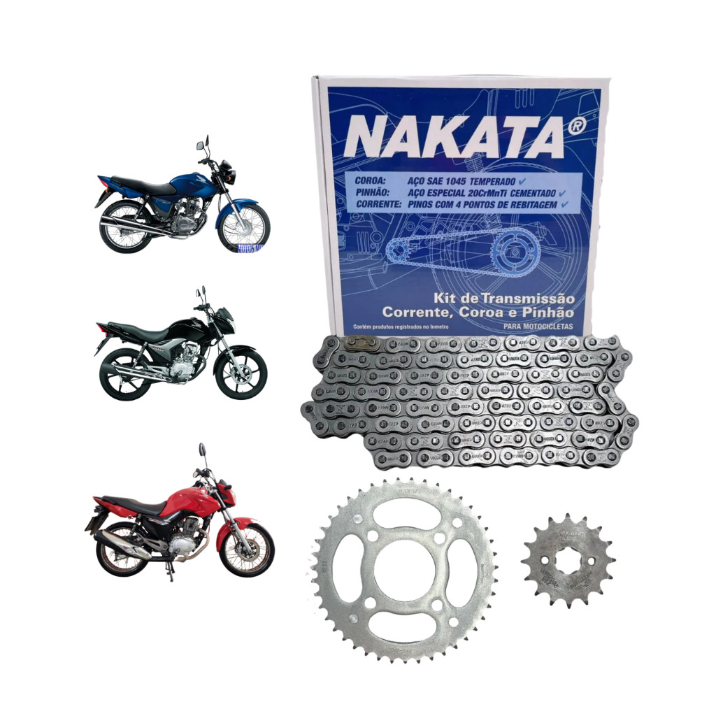 Kit Relação Transmissão Honda Titan 150 Fan 150 Start 150 2004 até 2015 Nakata
