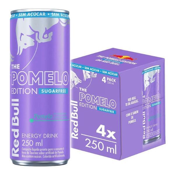 Pack 4 Latas Red Bull Energético, Pomelo, Sem Açúcar, 250ml