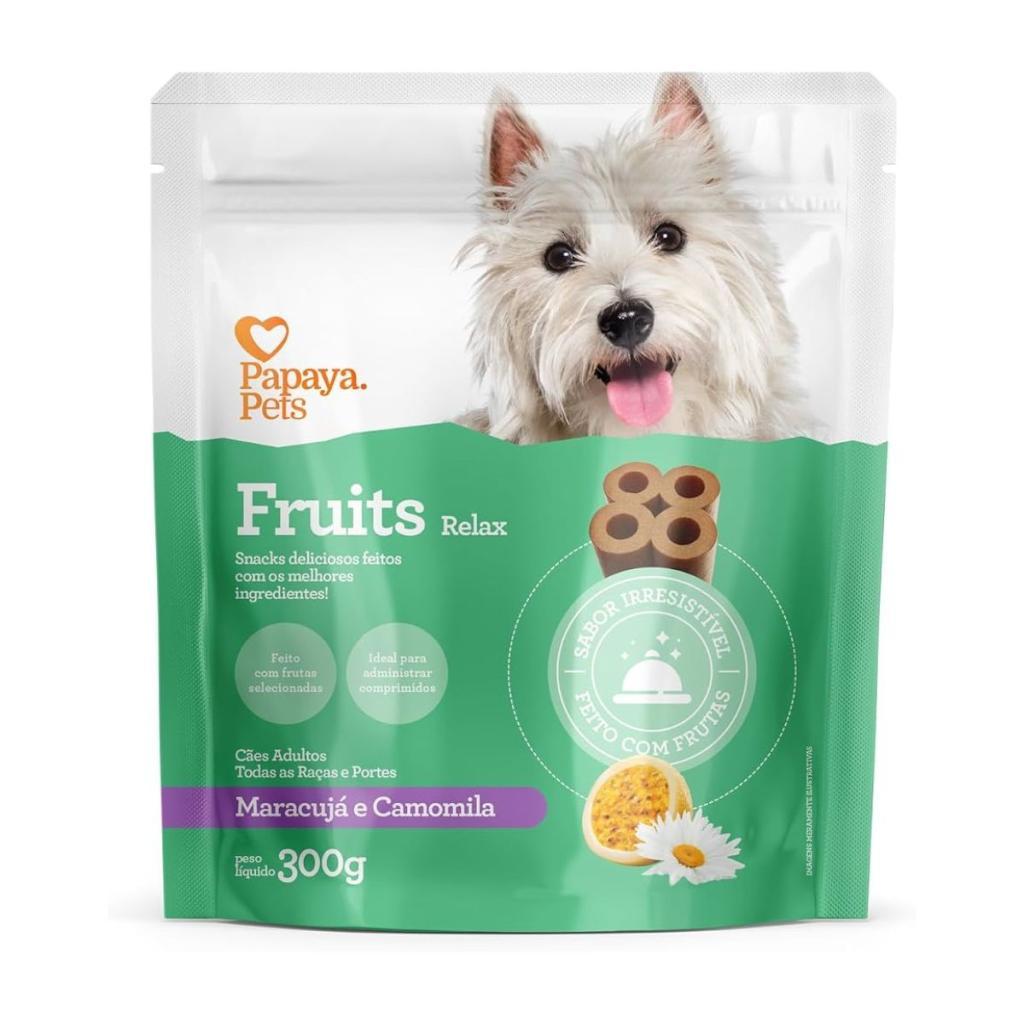 Petisco Cachorro Papaya Relax Fruits Maracujá/Camomila 300g