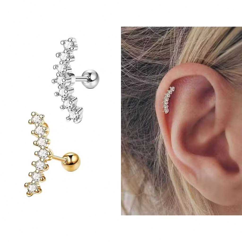 Piercing de Cartilagem Aço Inoxidável Hipoalergênico com Zircônia Brilhante