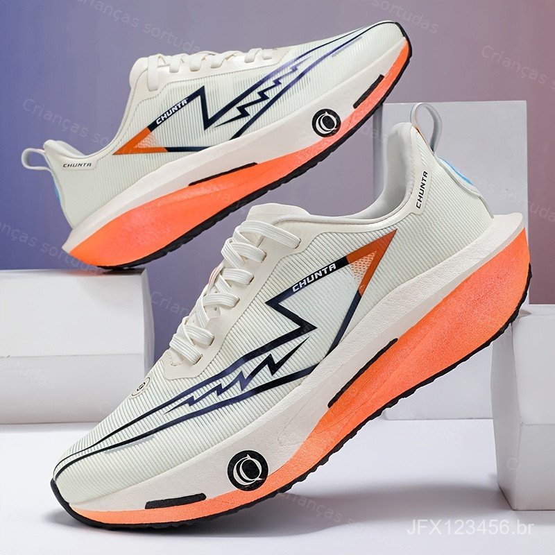 Tênis esportivos de corrida com amortecimento de placa de carbono, tênis de treinamento, tênis casuais masculinos, sola