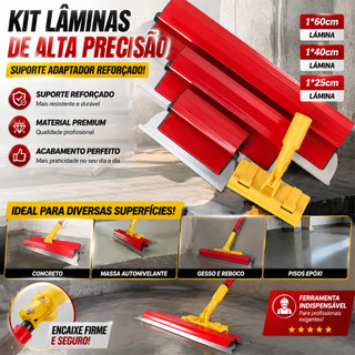 4 Peças Desempenadeira Kit com 3/4 peças 25 40 60cm Inox Suporte Adaptador para